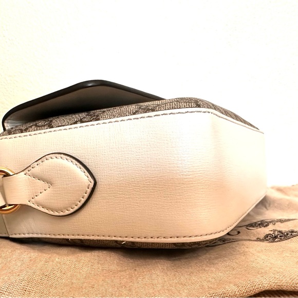 Excellent Condition!! GG Supreme Monogram Small Horsebit 1955 Beige Mystic White - Picture 2 of 10